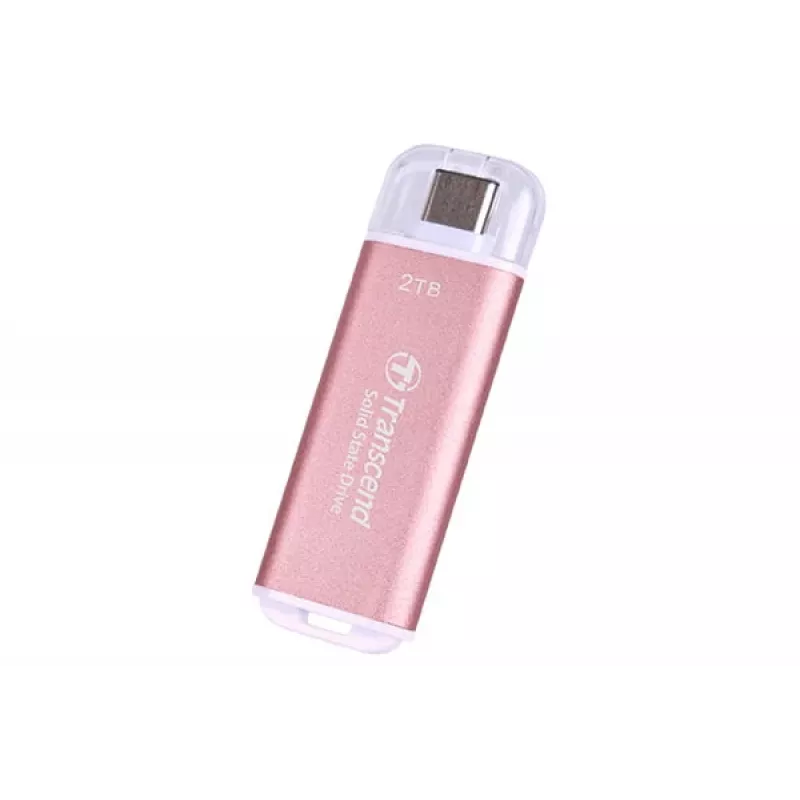 Transcend ESD300P 2 TB nešiojamasis išorinis SSD, USB-C 10 Gbps, rožinis, TS2TESD300P