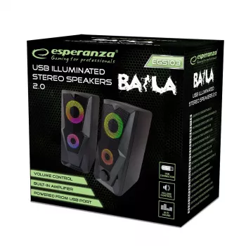 Garsiakalbis ESPERANZA BAILA 6 W laidinis grindinis, 6 W RMS, 160–20000 Hz, 3 Ω, USB ir 3,5 mm, pora