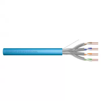 DIGITUS CAT 6A U/FTP montavimo kabelis 305 m, vienagyslis, Cca, Easy Pull Box, mėlynas