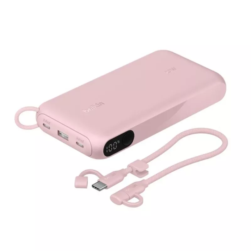 Power bank Belkin BPB028HQPK 20000 mAh – 2× USB-C, 1× USB-A, rožinė