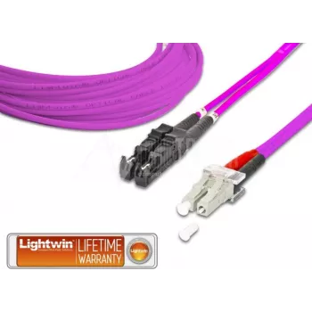 Lightwin aukštos kokybės dvipusis LWL šviesolaidinis pataisos kabelis, MM OM4, E2000 - LC (LDP-50 E2-LC 2.0 OM4)