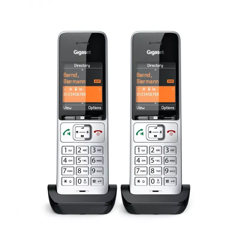 Gigaset COMFORT 500HX duo analoginis/DECT telefono aparatas su skambučio ID, juodas, sidabrinis