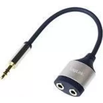 LogiLink garso skirstytuvas stereo mini jack lizdas (motina) į stereo mini jack kištuką (tėvą), 18 cm