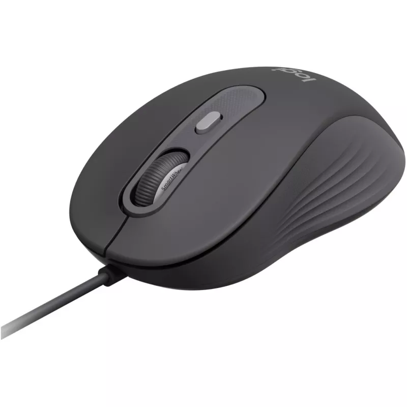 Logitech Signature Wired M520 versijai skirta optinė laidinė pelė USB-C Plug-and-Play Windows/Mac/Chrome/PC/nešiojamieji kompiuteriai - Graphite