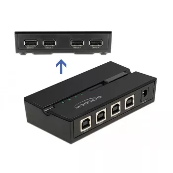 DeLOCK 11494 USB jungiklis 4 kompiuteriams, USB 2.0, 0.48 Gbit/s, juodas