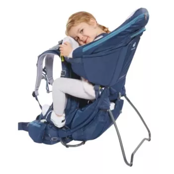 Kuprinė nešiojimui vaikams Deuter Kid Comfort Pro, mėlyna, poliamidas, maks. 22 kg, skėtis nuo saulės, šoninė kišenė