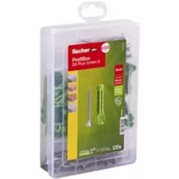 fischer ProfiBox - SX Plus Green S sieninių kaiščių ir varžtų rinkinys O 4,5/5/6/8 mm x 30/40/55 (567898)