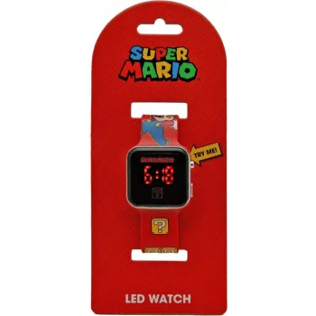 Vaikiškas laikrodis Euroswan LED Super Mario raudonas skaitmeninis laikrodis su LED ekranu