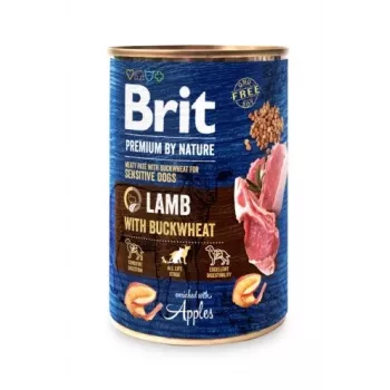 Šlapias šunų ėdalas Brit Premium by Nature ėriena su grikiais 400 g