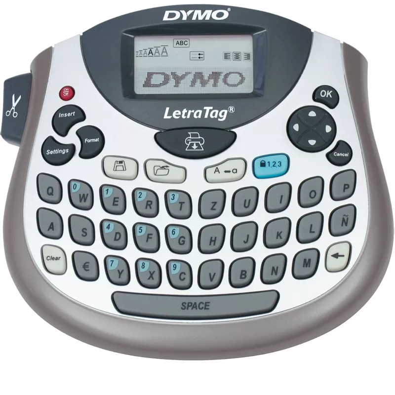 Etikečių spausdintuvas Dymo LetraTag LT-100T su QWERTZ klaviatūra, nešiojamas terminis etikečių spausdintuvas