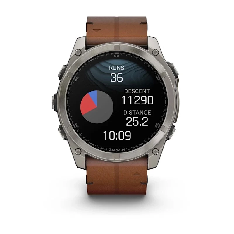 Garmin Fenix 8 3.56 cm (1.4 inch) AMOLED 51 mm Skaitmeninis 454 x 454 pikseliai Liečiamas ekranas Titanas Wi-Fi GPS (palydovas)