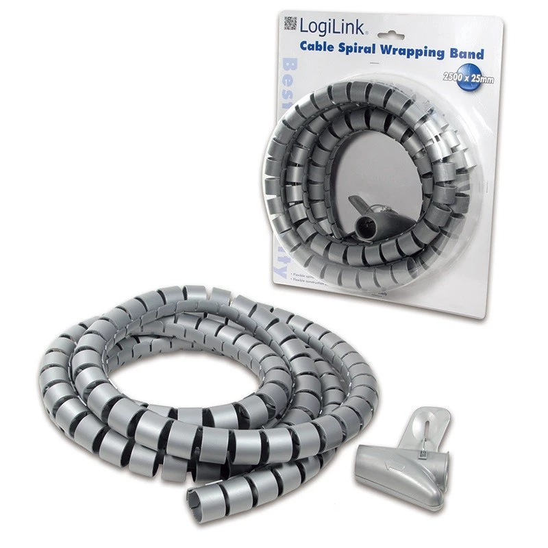 Kabelių rišimo spiralė LogiLink KAB0013 sidabrinė 2500 mm