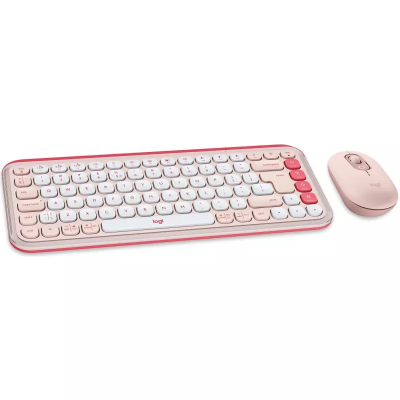 Logitech POP Icon Combo - Belaidis klaviatūros ir pelės rinkinys - Bluetooth LE - QWERTY - JAV tarptautinis - rožinė, šviesiai balta (920-013142)