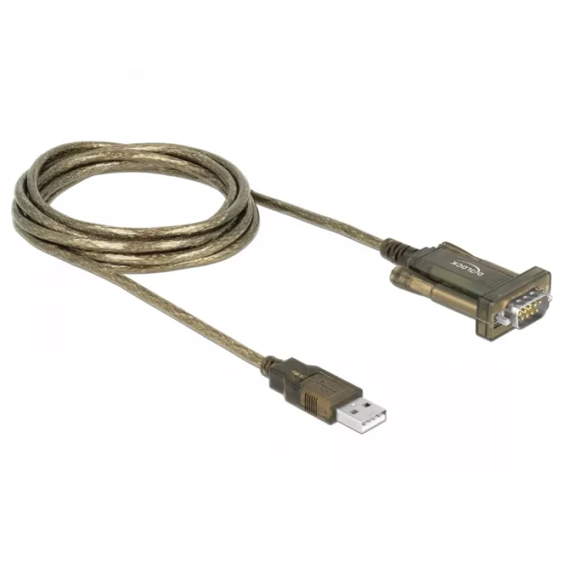 Serijinis kabelis DeLOCK 64073 USB Type-A DB-9 Skaidrus 2m