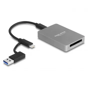 DeLOCK USB Type-C kortelių skaitytuvas CFexpress XQD aliumininis pilkas 10000 Mbit/s
