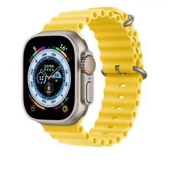 Apple MQED3ZM/A Prailginimo juosta 49 mm vandenyno juostai, geltonas fluoroelastomeras