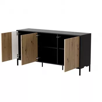 Komoda Cama Meble MERCI 151 x 40 x 74 cm – juoda / artisan ąžuolas, medžio drožlių plokštė