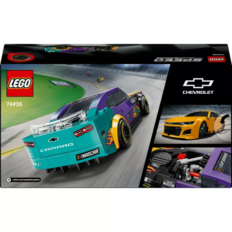 LEGO Speed Champions 76935 NASCAR Next Gen Chevrolet Camaro ZL1, 328 detalių, 1 minifigūrėlė, nuo 9 m.