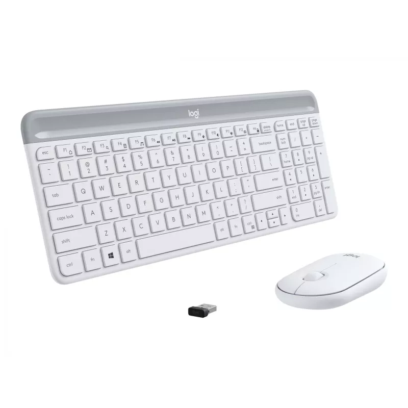 Belaidis klaviatūros ir pelės rinkinys Logitech Slim Wireless Combo MK470, 2,4 GHz, ispaniškas, baltas (920-009199)