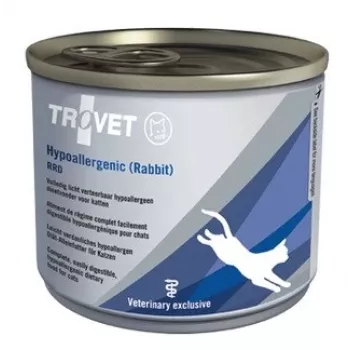 TROVET veterinarinis šlapias maistas katėms RRD Rabbit & Rice 200 g – alergijų gydymui, be grūdų, be konservantų ir sojos