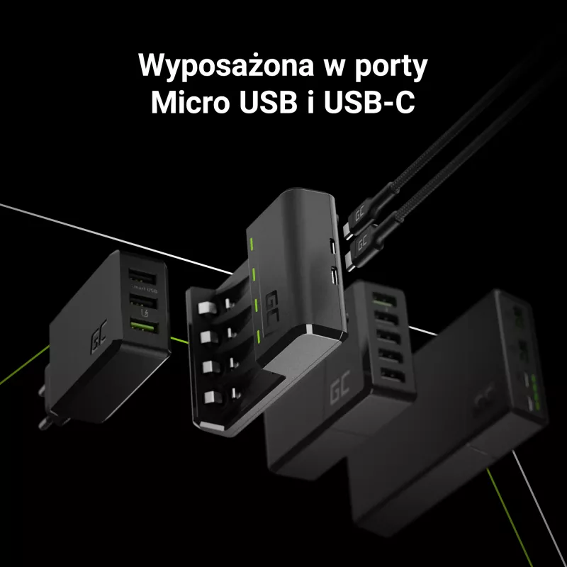 Green Cell GC VitalCharger USB akumuliatorių įkroviklis, 4 lizdai, AA/AAA, USB maitinimas, juodas