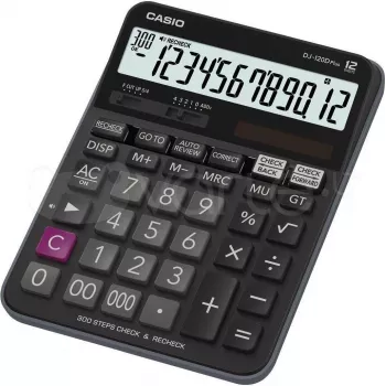 Stalinis skaičiuotuvas Casio DJ-120D Plus – 12 skaitmenų, saulės baterija ir baterija (DJ-120DPLUS)
