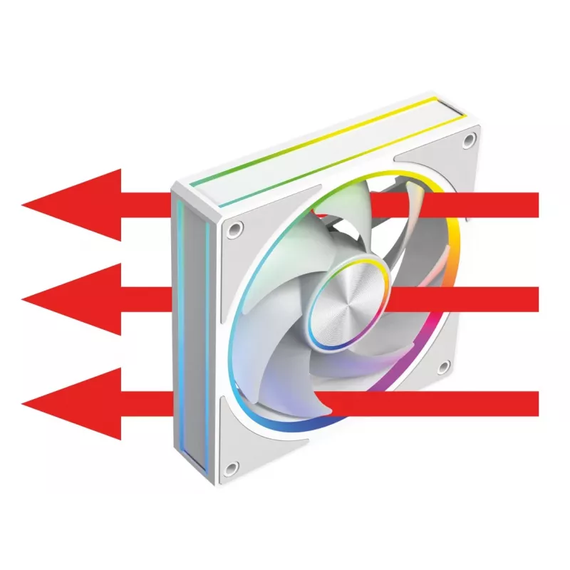 Kompiuterio ventiliatorius MODECOM VOLCANO LOOP 120 ARGB White — 120 mm, ARGB apšvietimas, PWM valdymas, 400–1400 RPM