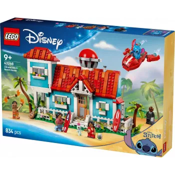 LEGO rinkinys Disney 43268 Paplūdimio namas – modulinis namas, 834 detalės, 5 minifigūrėlės, nuo 9 metų