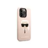 Karl Lagerfeld KLHMP14XSLKHLP iPhone 14 Pro Max 6,7 inch kietas dėklas šviesiai rožinis / šviesiai rožinis silikonas Karl galva Magsafe