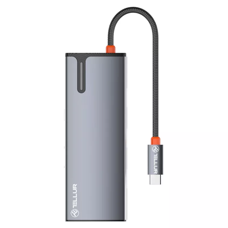 USB-C šakotuvas Tellur TLL321061 su PD 3.0 100W, HDMI išvestimi ir 3× USB 3.0 prievadais