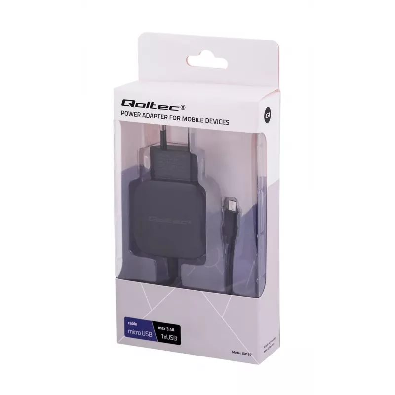 Qoltec 50189 Įkroviklis vidaus naudojimui, 17 W, USB 2.0, 1 m