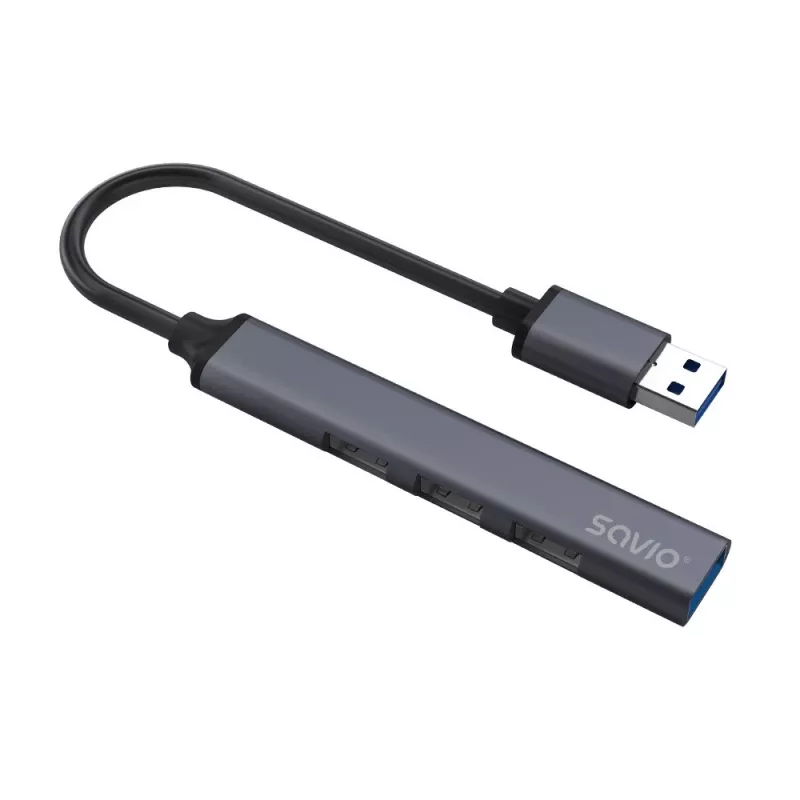 USB šakotuvas SAVIO AK-70, 7 prievadų USB 3.0, 4 naudojami prievadai, USB Type-A šeimininko jungtis, 5 Gbit/s perdavimo greitis, garantija 2 metai