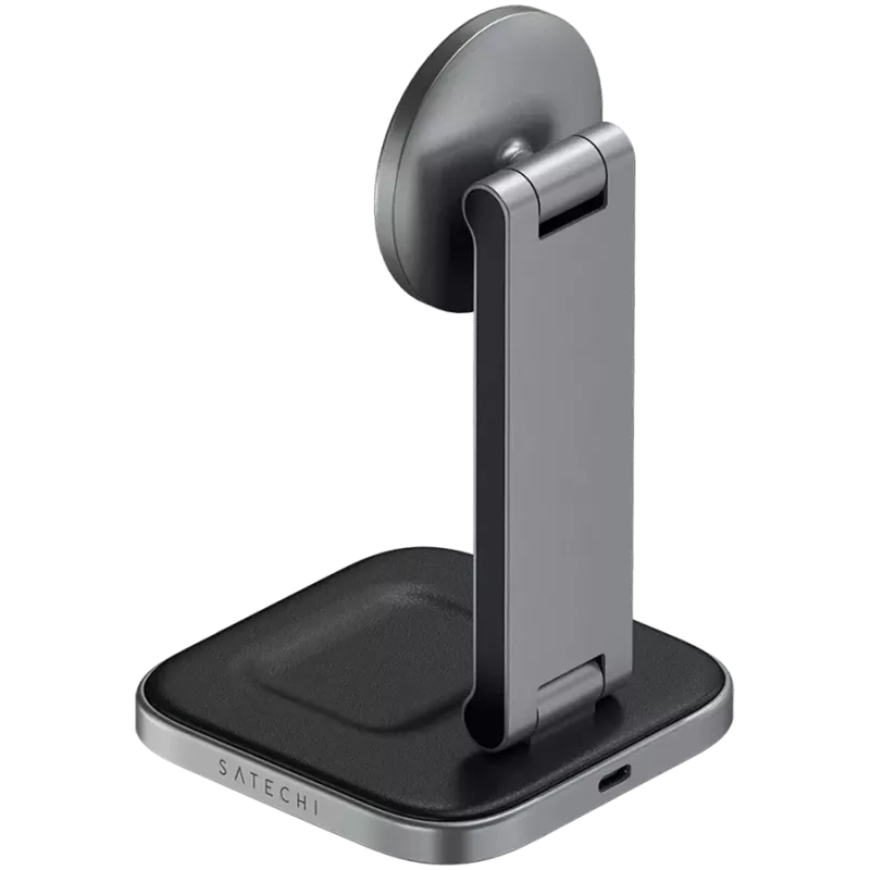 SATECHI 3-in-1 Sulankstomas Qi2 belaidis įkrovimo stovas (Space Gray) su A, C, G kištukais
