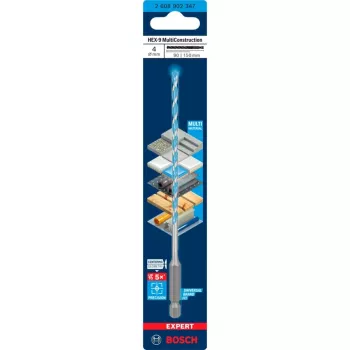 Gręžtuvas Bosch Expert HEX-9 Multi Construction 4 mm – šešiakampis kotas SDS tipo sriegiui, skirtas mūrui ir kelioms medžiagoms