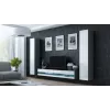 TV stovas Cama Meble VIGO NEW 30/140/40 — 1400×400×300 mm, pilkas viršus, pilkas rėmas, balti blizgūs fasadai
