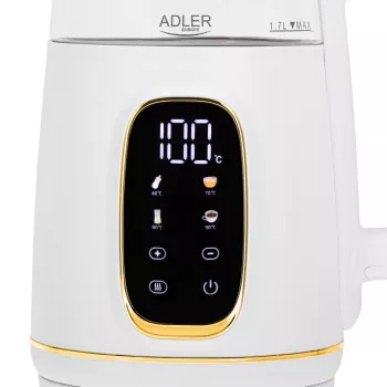 Elektrinis virdulys Adler AD 1305WG – 1.7 L, 2200 W, stiklas/plastikas, baltas/auksinis/permatomas