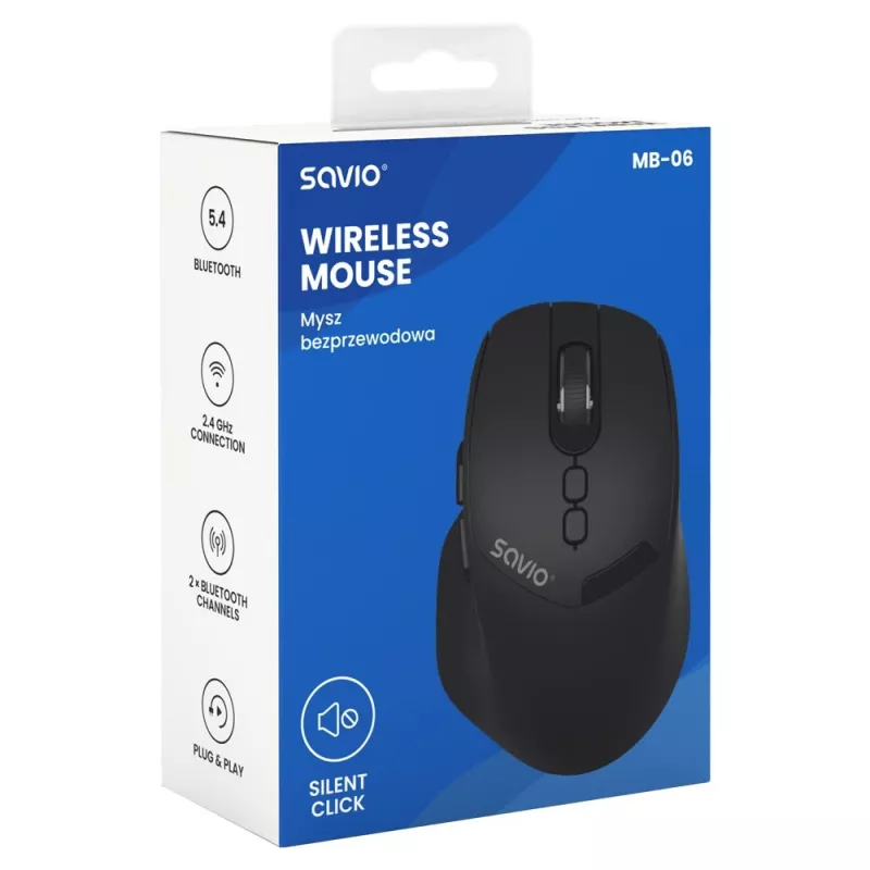 Savio MB-06 pelė universali ambidekstrinė Bluetooth 3800 DPI