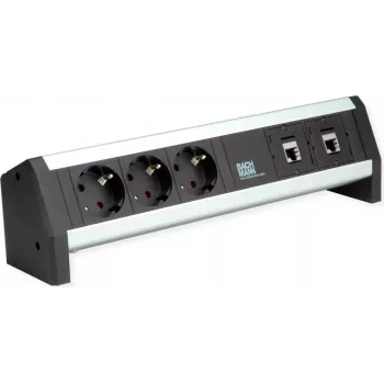 Bachmann DESK 3xCEE7/3 2x CM-CAT6A modulis – stalinis maitinimo ir tinklo modulis