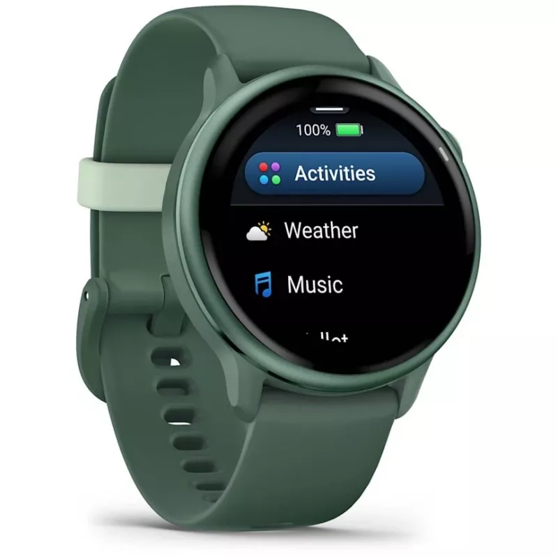 Sportinis laikrodis GARMIN vívoactive 6 – 42 mm aliuminio/polimero korpusas, AMOLED 1,2 colio, GPS, 5 ATM, optinis širdies ritmo matuoklis, SpO2, 8 GB, žalias