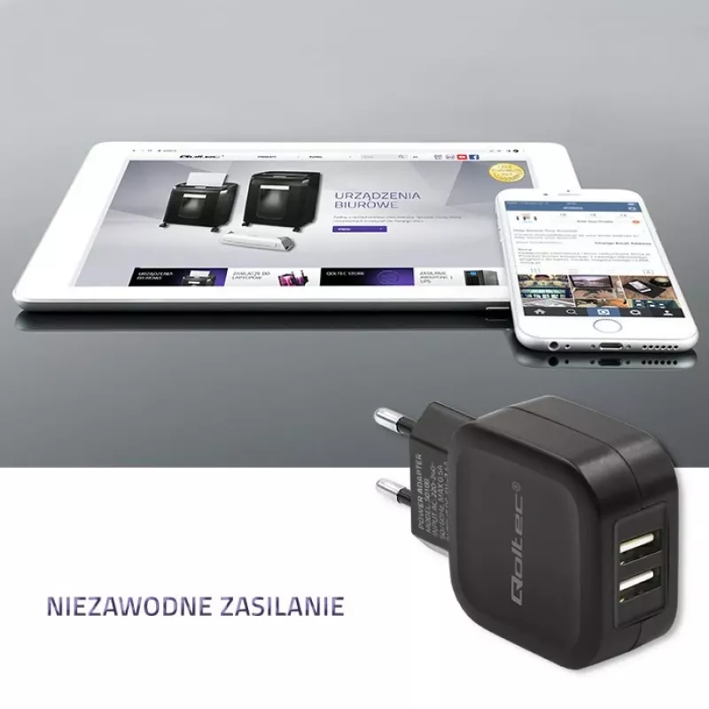Qoltec 50188 universalus įkroviklis nešiojamam kompiuteriui, išmaniajam telefonui, išmaniajam laikrodžiui, planšetei, telefonui, universalus Juodas AC, DC vidaus