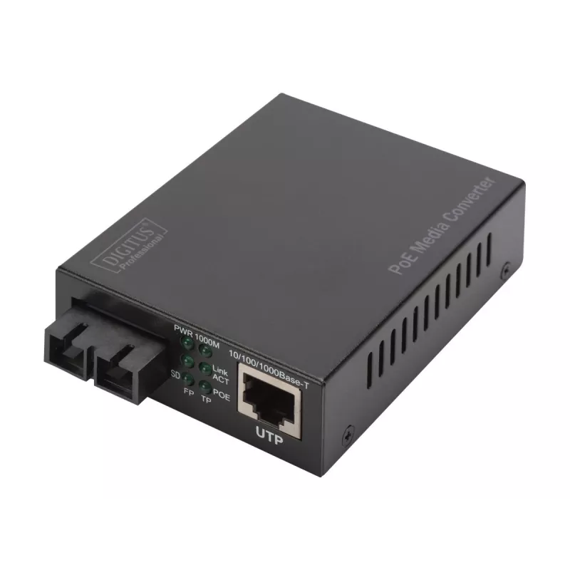 Digitus Gigabit PoE medijos keitiklis, RJ45 / SC, vienmodis, PSE