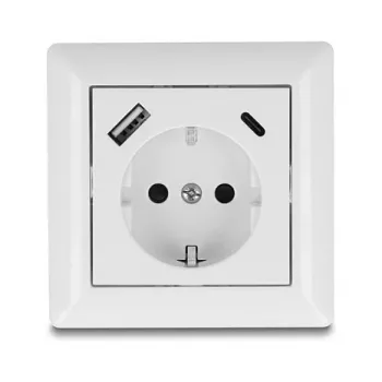 DeLOCK 11499 Kištukinis lizdas su USB A ir USB C, baltas