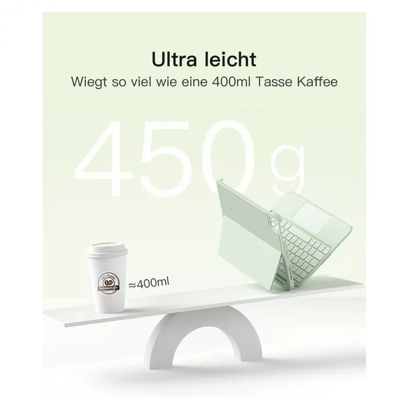 Inateck KB04122 klaviatūros dėklas su klaviatūra iPad 11, QWERTZ, žalias