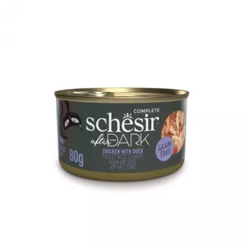 Šlapias kačių ėdalas Agras Pet Foods Schesir after Dark Complete Brühe 80 g – vištiena, be grūdų, be glitimo ir sojos