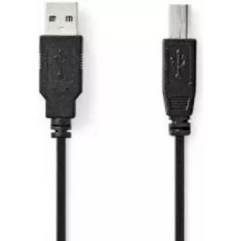 Nedis USB 2.0 laidas | USB-A kištukas | USB-B kištukas – 10 W | 480 Mbps | nikeliuotas | 1,00 m | apvalus | PVC | juodas