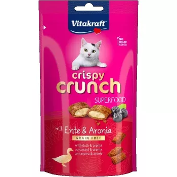 Vitakraft Crispy Crunch Duck su aronija 60 g - traškūs skanėstai suaugusioms katėms
