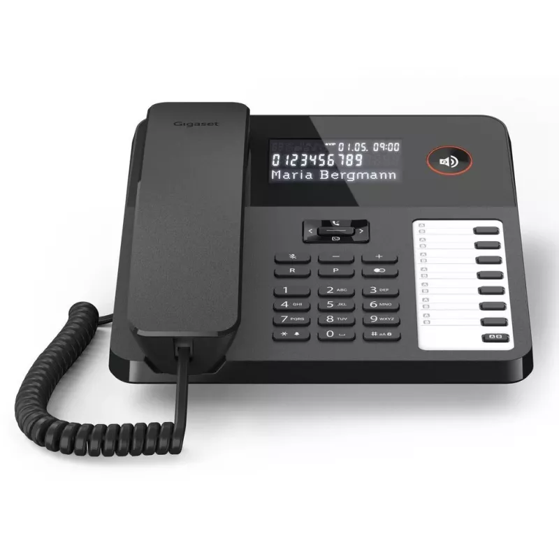 Analognis telefonas Gigaset DESK 600 su skambučio numerio atpažinimu, juodas