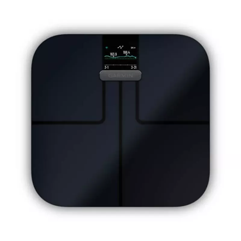 Elektrinės asmeninės svarstyklės GARMIN Index S2 juodos, max 181,4 kg, Wi‑Fi/Bluetooth, kūno sudėtis