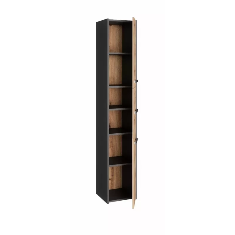 Laisvai pastatoma vonios spintelė su 6 lentynomis Top e Shop S33, ąžuolo spalvos rėmas, antracitas/Artisan