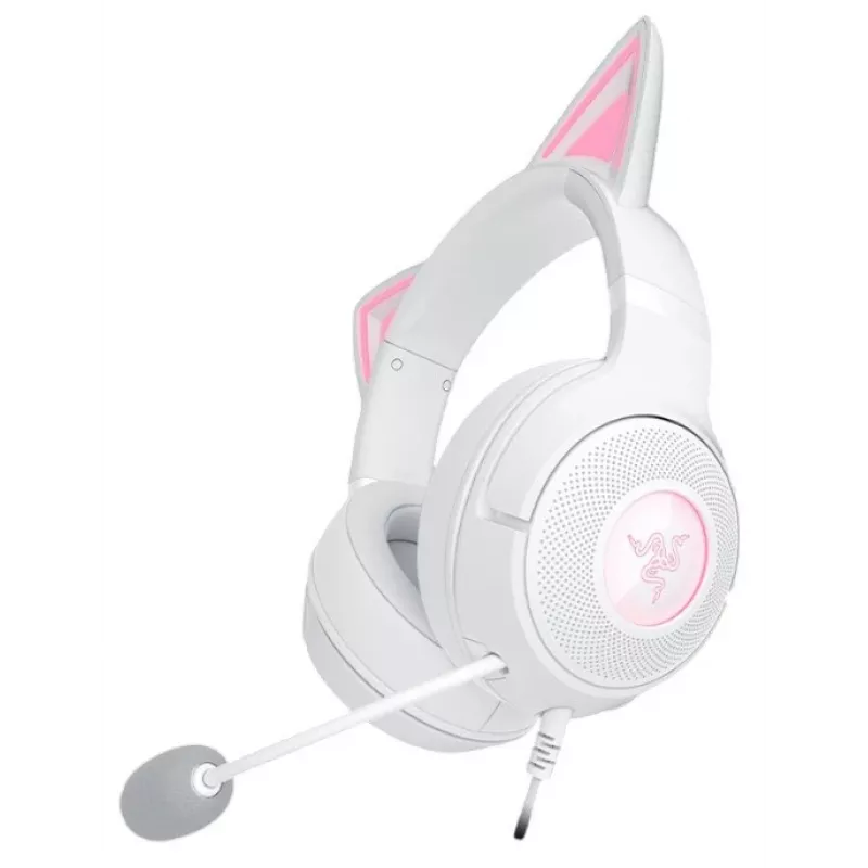 Ausinės „Razer Kraken Kitty V2“ laidinės USB Type-A baltos – uždedamos, lankeliu, 20–20000 Hz, 2 m kabelis